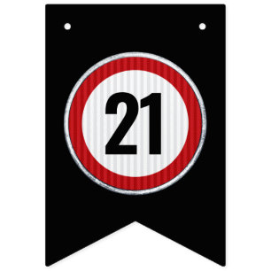 Bandeirinha Sinal de limite de velocidade de aniversário de 21