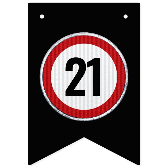Bandeirinha Sinal de limite de velocidade de aniversário de 21 (Primeira Bandeira)