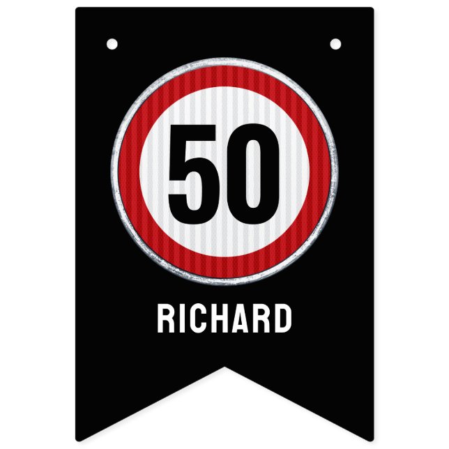 Bandeirinha Sinal de limite de velocidade de aniversário de 50 (Segunda Bandeira)
