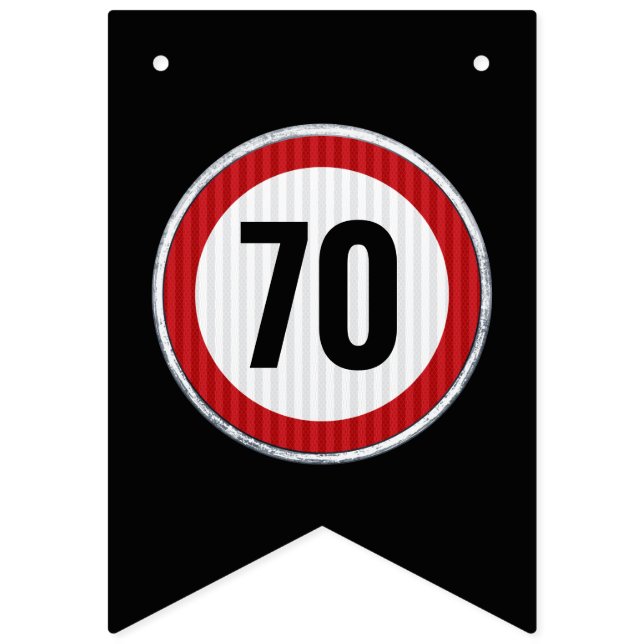 Bandeirinha Sinal de limite de velocidade de aniversário de 70 (Primeira Bandeira)