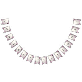 Bandeirinha Sinalizador de Bunting de Moldura Floral Rosa