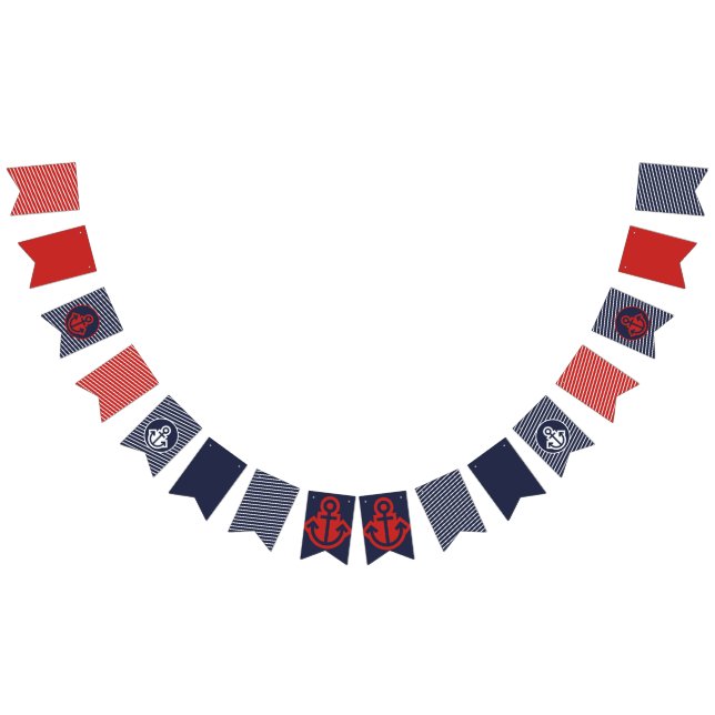 Bandeirinha Sinalizadores de Bunting Náutico Vermelho, Branco  (Todos)