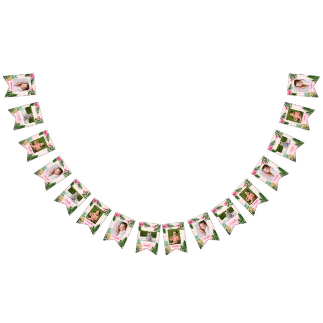 Bandeirinha Sinalizadores De Foto Mensais Tropicais Rosa (Todos)