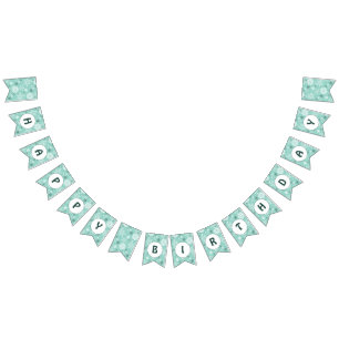 Bandeirinha Snowflake Turquoise-Blue Feliz Aniversário