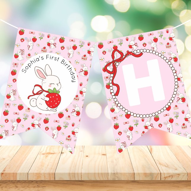 Bandeirinha Some Bunny Pink Birthday Banner (Criador carregado)