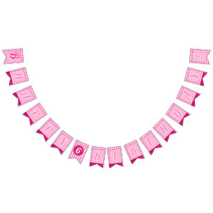 Bandeirinha Sonho Cor-de-Rosa Editável Inicial e Idade