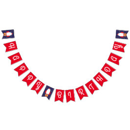 Bandeirinha Space Rocket Star Ship Happy Birday Banner