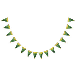 Bandeirinha St. Patrick's Day Shamrocks Glitter Gold Drips