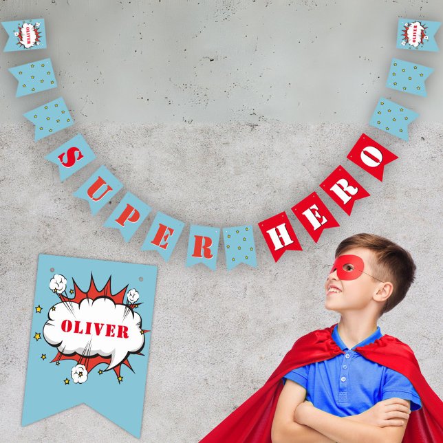 Bandeirinha Super Hero Themed Quic Boy Birday (Criador carregado)