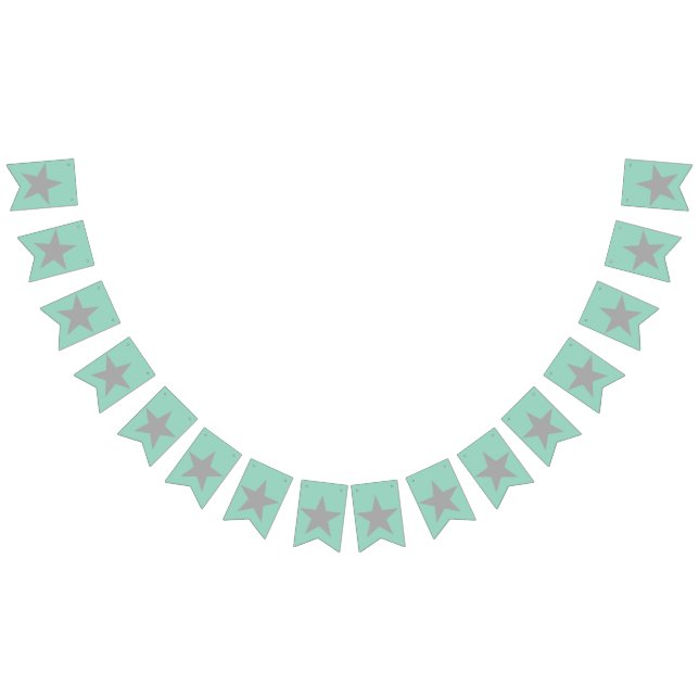 Bandeirinha Swollowtail Bunting - Teal Background Grey Stars (Todos)