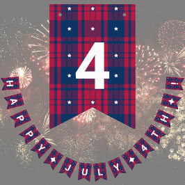 Bandeirinha Tartan - Patriótico - Estrelas Vermelhas Azuis Bra