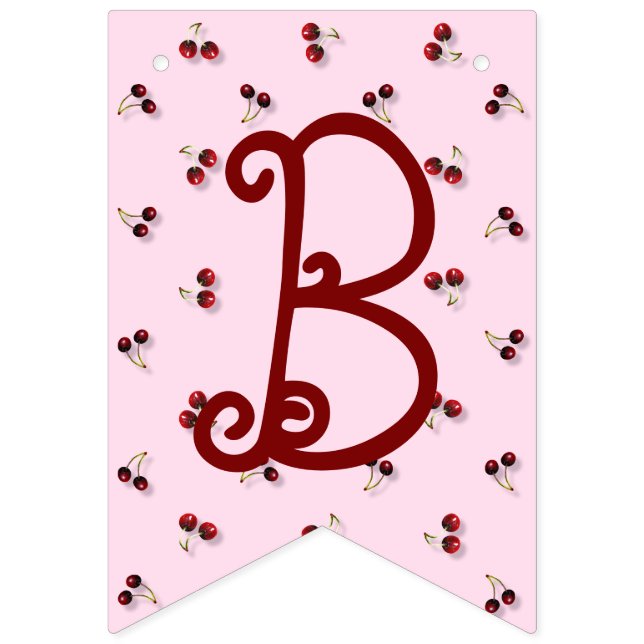 Bandeirinha Tema Cherries Primeiro Banner de Bunting Aniversár (Nona Bandeira)