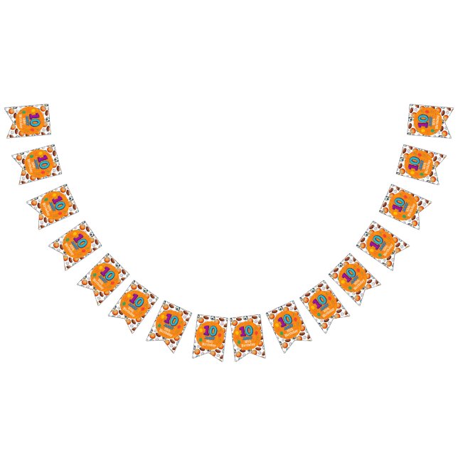 Bandeirinha Tema Esportivo de 10º Aniversário Personalizado (Todos)