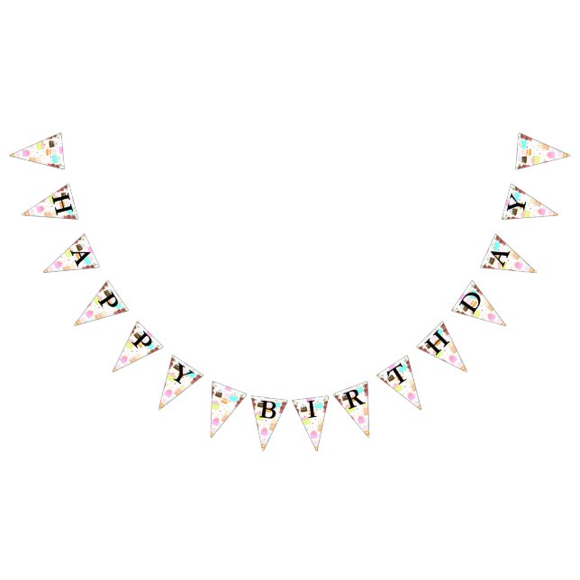 Bandeirinha Teste padrão do bolo do feliz aniversario (Todos)