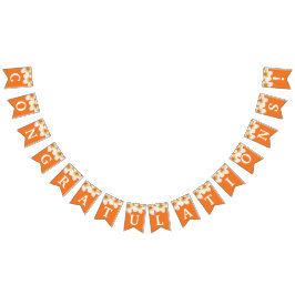 Bandeirinha Texto floral cor de laranja - FLAG festa de format