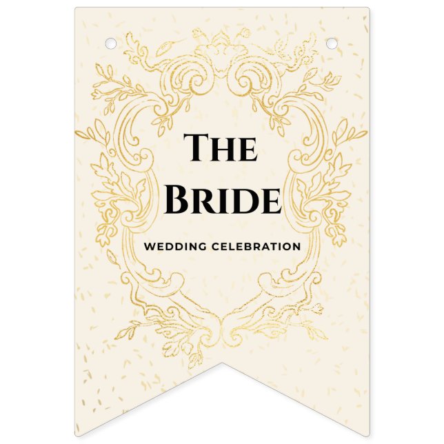 Bandeirinha The Bride - Gold vintage framebunting banner (Primeira Bandeira)