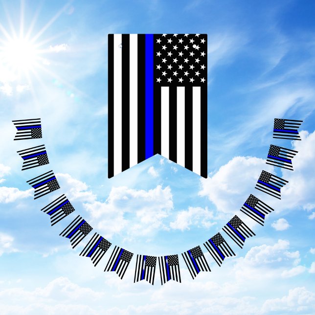 Bandeirinha Thin Blue Line American (Thin Blue Line Police Flag Appreciation Bunting)