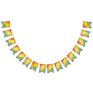 Bandeirinha Tie Dye Rainbow Festa de aniversário Kids Cute