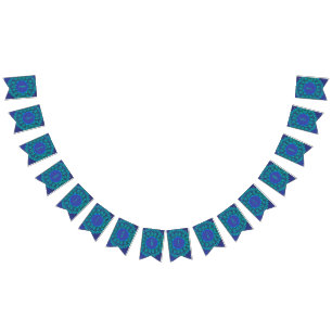 BANDEIRINHA TRENDY FELIZ ANIVERSÁRIO PEACOCK PENA AZUL VERDE