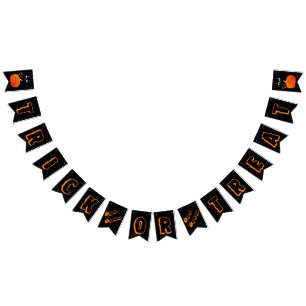Bandeirinha Trick ou Tratar Gato Negro Calabaza Naranja Boo