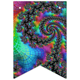 Bandeirinha Trippy Hippie Psicodélico Arco-íris Espiral Fracta