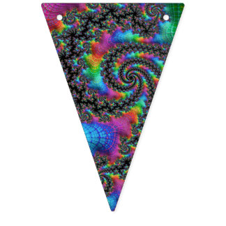Bandeirinha Trippy Hippie Psicodélico Arco-íris Espiral Fracta
