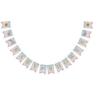 Bandeirinha Turfeiras personalizadas - nuvens-sol tema-rosa&az