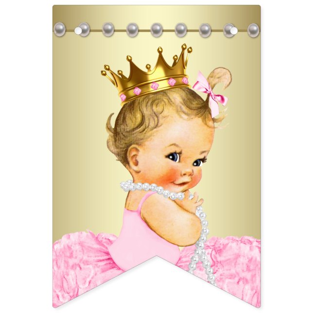 Bandeirinha Tutu de Bailarina em Ouro Rosa Pérolas Menina Chá  (Primeira Bandeira)