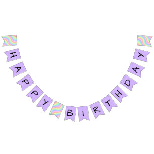 Bandeirinha Um Ano Maravilhoso Arco-Íris Retrô Feliz Aniversár