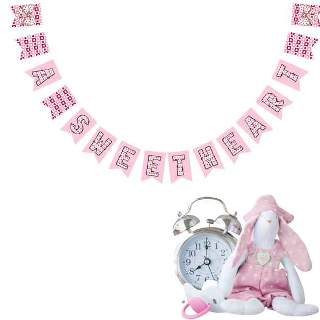 Bandeirinha Um coração doce, rosa e vermelho (A Sweetheart, pink and red heart Bunting Flags)