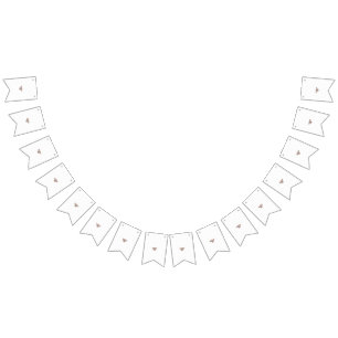 Bandeirinha um design de flor castanha e branca num fundo pret