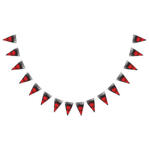 Bandeirinha Um design gráfico vermelho apresentando formas geo