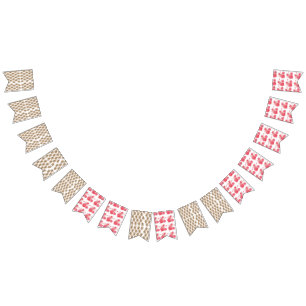 Bandeirinha um fundo branco com flores marrons nele