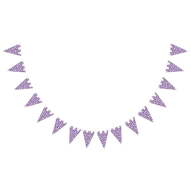 Bandeirinha Um padrão simétrico com m branco e roxo (Todos)