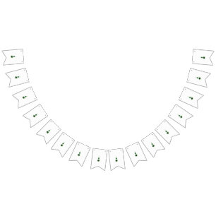 Bandeirinha um rosa verde com folhas sobre fundo branco