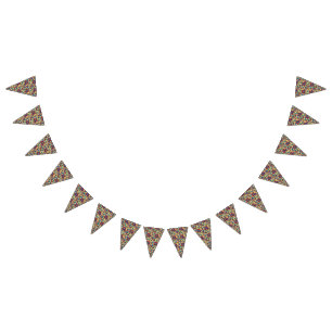 Bandeirinha Uma peça de arte têxtil vibrante com vermelho arro