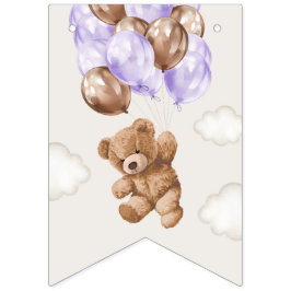 Bandeirinha Urso de Teddy, Balões Roxos, Primeiro Aniversário