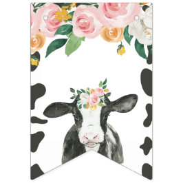 Bandeirinha Vaca sagrada primeiro aniversário estampa de vaca