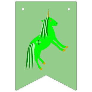 Bandeirinha Verde irlandês bonito e Dourado Unicórnio