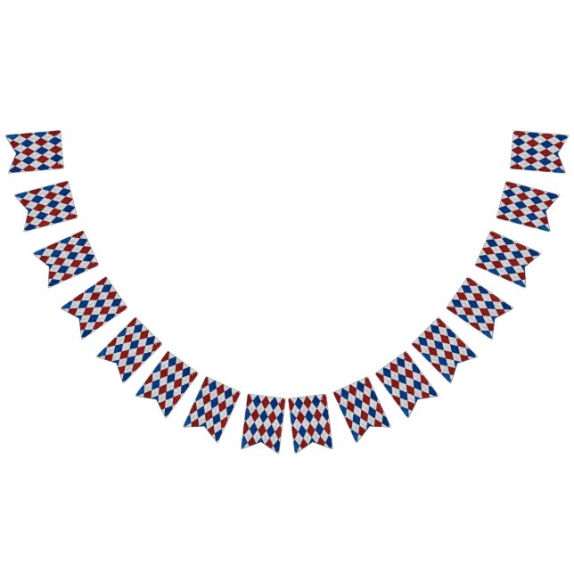 Bandeirinha Vermelho, Branco, Estilo Azul Julho 4 Gliters (Todos)