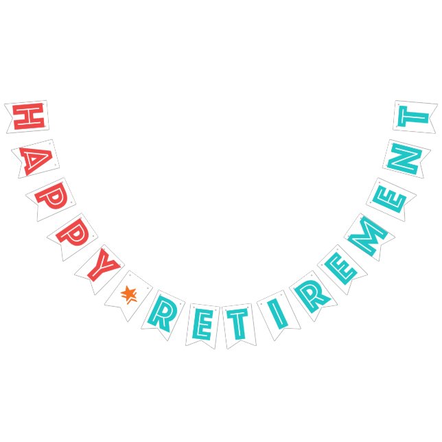 Bandeirinha Vermelho coral da APOSENTADORIA FELIZ, turquesa, (Todos)