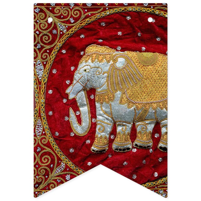 Bandeirinha Vermelho Embellished e ouro do elefante indiano (Primeira Bandeira)