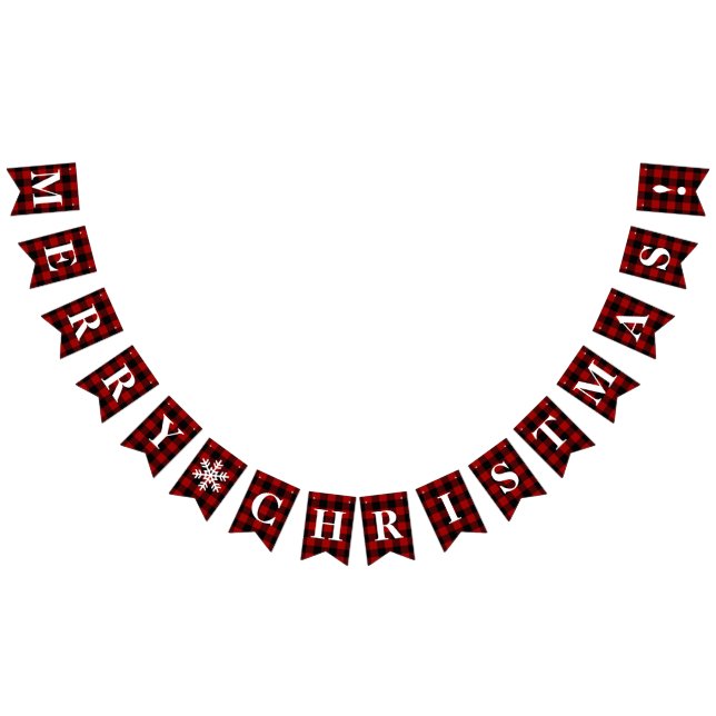 Bandeirinha Vermelho Personalizável, Xadrez Negra Feliz Natal! (Todos)