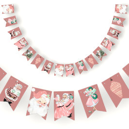 Bandeirinha Vintage Pink + Banner de Bunting Natal Dourado Ros