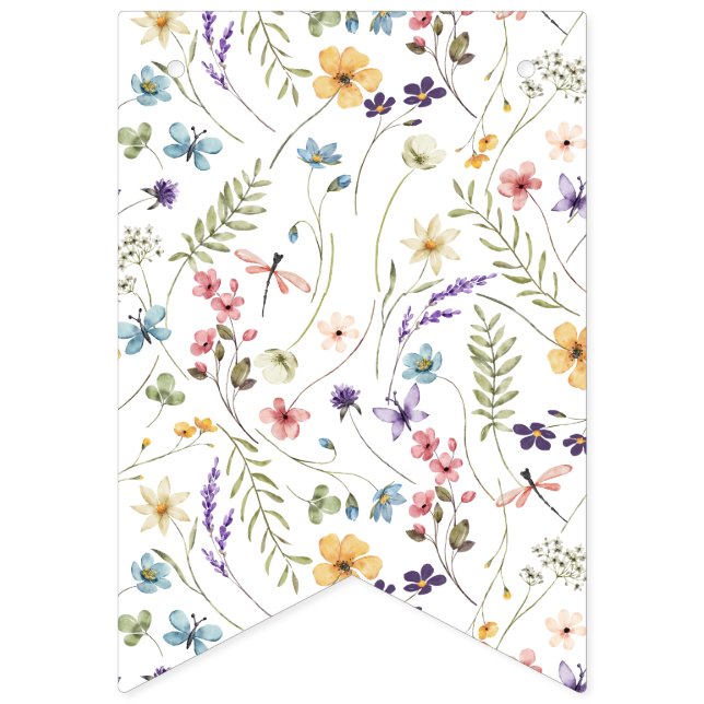 Bandeirinha Watercolor Wildflower Girl 1st Birthday (Sétima bandeira)