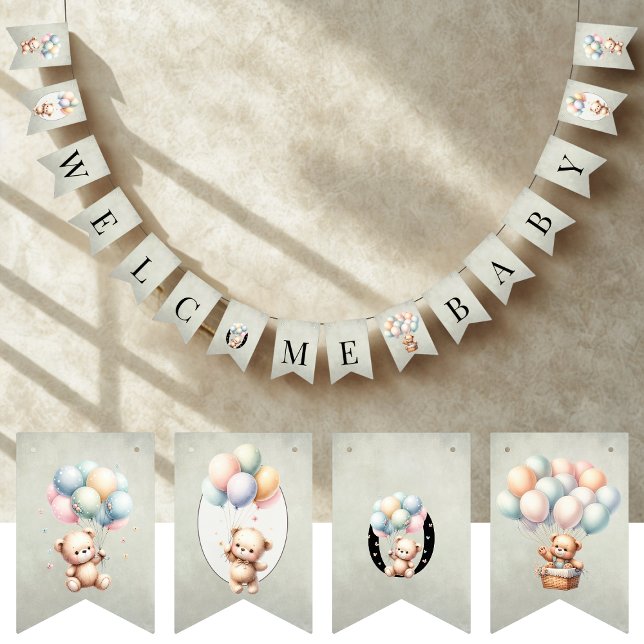 Bandeirinha We Can Bearly Wait Welcome Baby Baby Shower (Criador carregado)