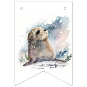 Bandeirinha Wibes de inverno - Selo de Aquarela - Aniversário