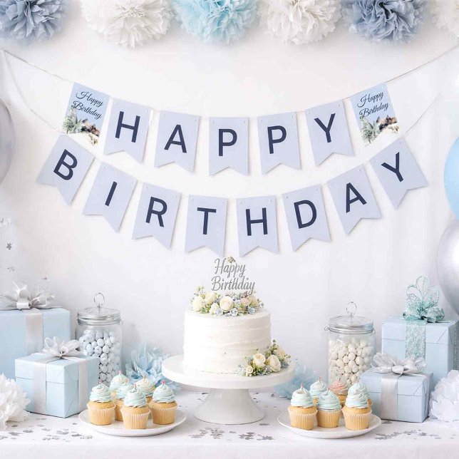 Bandeirinha Winter Forest Birthday Banner (Criador carregado)