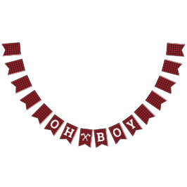 Bandeirinha Xadrez Oh Boy Chá de fraldas Bunting Banner