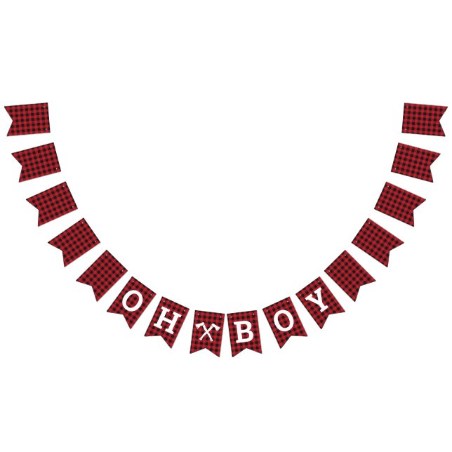 Bandeirinha Xadrez Oh Boy Chá de fraldas Bunting Banner (Todos)